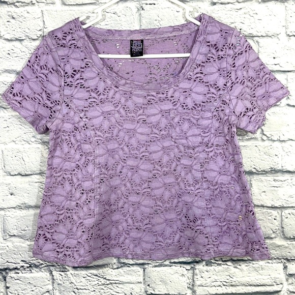 Free People Lavender Lace Crop Top - Picture 1 of 5